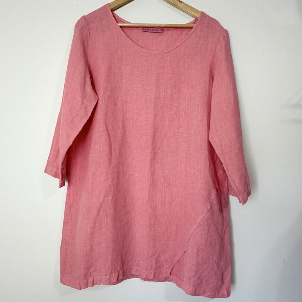 Cut Loose 100% Linen Short Dress Pink Women’s M Lagenlook Spring Summer